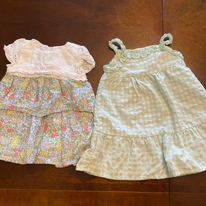 Two baby girl summer dresses (gingham and eyelet)